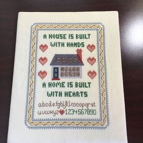 Needlepoint hearts Built this home from estate sale Matted for 8 x 10 frame - Picture 1 of 3